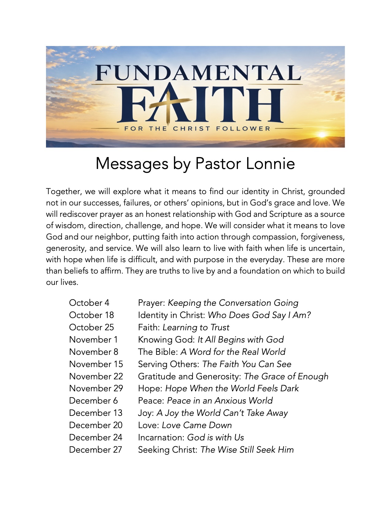Fundamental Faith Series Promo